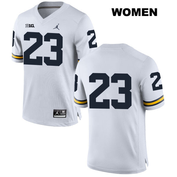 Women's NCAA Michigan Wolverines Tyree Kinnel #23 No Name White Jordan Brand Authentic Stitched Football College Jersey HP25U16KT